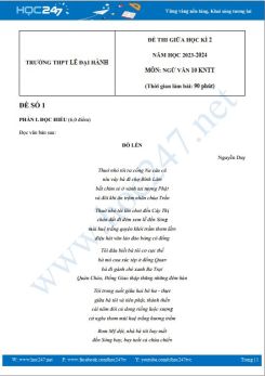 Bộ 3 đề thi giữa HK2 môn Ngữ văn 10 CTST năm 2023-2024 có đáp án trường THPT Lê Đại Hành