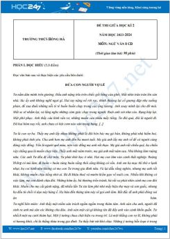 Đề thi giữa HK2 môn Ngữ văn 8 CD năm 2023-2024 có đáp án trường THCS Hồng Hà