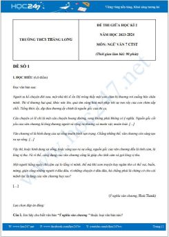 Bộ 3 đề thi giữa HK2 môn Ngữ văn 7 CTST năm 2023-2024 có đáp án trường THCS Thăng Long
