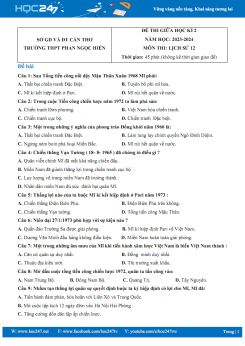 Đề thi giữa HK2 môn Lịch sử 12 năm 2023-2024 có đáp án Trường THPT Phan Ngọc Hiển
