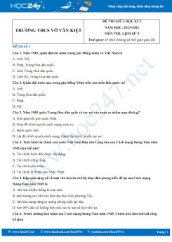 Bộ 3 đề thi giữa HK2 môn Lịch sử 9 năm 2023-2024 có đáp án Trường THCS Võ Văn Kiệt