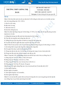 Đề thi giữa HK2 môn Lịch sử 11 KNTT năm 2023-2024 có đáp án Trường THPT Giồng Thị Đam