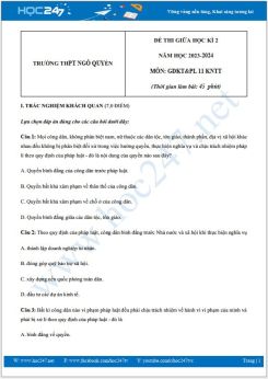 Đề thi giữa HK2 môn GDKT & PL 11 KNTT năm 2023-2024 có đáp án trường THPT Ngô Quyền