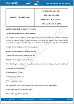 Đề thi giữa HK2 môn GDKT & PL 11 CTST năm 2023-2024 có đáp án trường THPT Phú Định