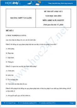 Bộ 3 đề thi giữa HK2 môn GDKT & PL 10 KNTT năm 2023-2024 có đáp án trường THPT Văn Lang