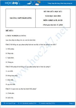 Bộ 3 đề thi giữa HK2 môn GDKT & PL 10 CD năm 2023-2024 có đáp án trường THPT Hàm Long