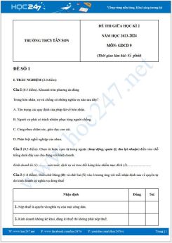 Bộ 3 đề thi giữa HK2 môn GDCD 9 năm 2023-2024 có đáp án trường THCS Tân Sơn