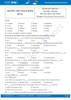 Đề thi giữa HK2 môn Tiếng Anh 7 KNTT năm 2023-2024 có đáp án Trường THCS Mạch Kiếm Hùng