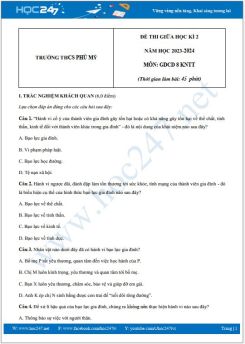 Đề thi giữa HK2 môn GDCD 8 năm 2023-2024 có đáp án trường THCS Phú Mỹ