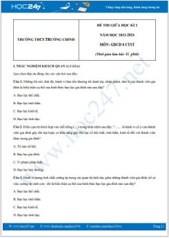 Đề thi giữa HK2 môn GDCD 8 năm 2023-2024 có đáp án trường THCS Trường Chinh