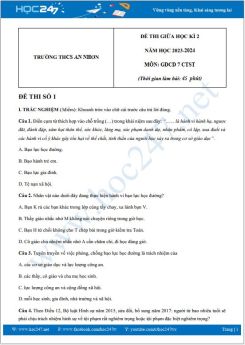 Bộ 3 đề thi giữa HK2 môn GDCD 7 năm 2023-2024 có đáp án trường THCS An Nhơn