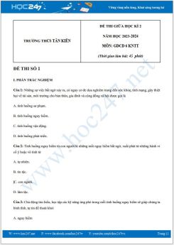 Bộ 3 đề thi giữa HK2 môn GDCD 6 năm 2023-2024 có đáp án trường THCS Tân Kiên