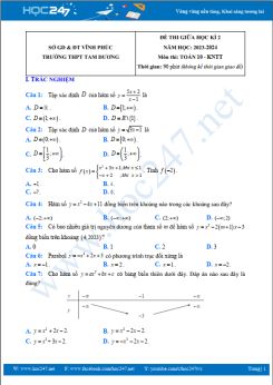 Đề thi giữa HK2 môn Toán 10 KNTT năm 2023 - 2024 có đáp án trường THPT Tam Dương