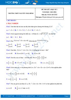 Bộ đề thi giữa HK2 môn Toán 10 CTST năm 2023 - 2024 có đáp án trường THPT Nguyễn Thái Bình