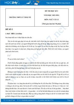 Bộ 3 đề thi HK2 môn Ngữ văn 12 năm 2023-2024 có đáp án trường THPT Lý Thái Tổ