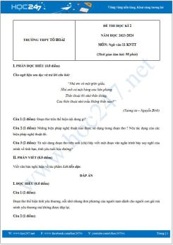 Đề thi HK2 môn Ngữ văn 11 KNTT năm 2023-2024 có đáp án trường THPT Trương Định