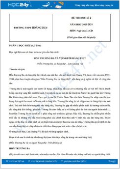 Đề thi HK2 môn Ngữ văn 11 Cánh Diều năm 2023-2024 có đáp án trường THPT Hoàng Diệu