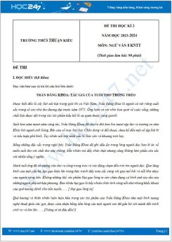 Đề thi HK2 môn Ngữ văn 8 KNTT năm 2023-2024 có đáp án trường THCS Thuận Kiều