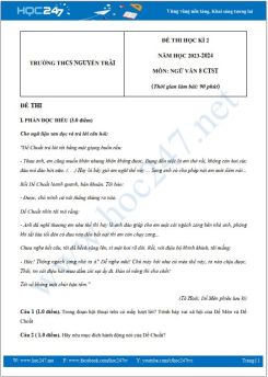Đề thi HK2 môn Ngữ văn 8 CTST năm 2023-2024 có đáp án trường THCS Nguyễn Trãi