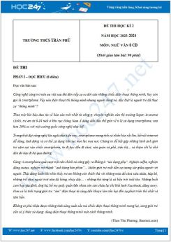 Đề thi HK2 môn Ngữ văn 8 Cánh Diều năm 2023-2024 có đáp án trường THCS Trần Phú