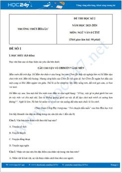 Bộ 3 đề thi HK2 môn Ngữ văn 6 CTST năm 2023-2024 có đáp án trường THCS Hoa Lư