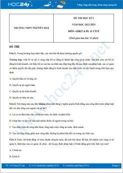 Đề thi HK2 môn GDKT & PL 11 CTST năm 2023-2024 có đáp án trường THPT Nguyễn Huệ