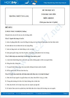 Bộ 3 đề thi HK2 môn GDCD 9 năm 2023-2024 có đáp án trường THCS Văn Lang