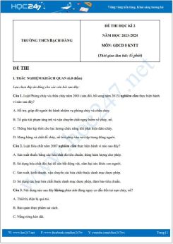 Đề thi HK2 môn GDCD 8 năm 2023-2024 có đáp án trường THCS Bạch Đằng