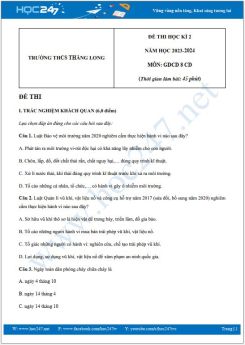 Đề thi HK2 môn GDCD 8 năm 2023-2024 có đáp án trường THCS Thăng Long