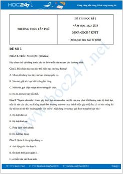 Bộ 3 đề thi HK2 môn GDCD 7 năm 2023-2024 có đáp án trường THCS Tân Phú