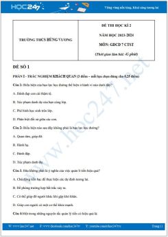 Bộ 3 đề thi HK2 môn GDCD 7 năm 2023-2024 có đáp án trường THCS Hùng Vương