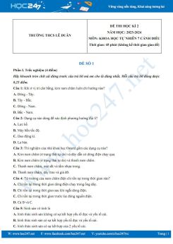 Bộ 3 đề thi HK2 môn Khoa học tự nhiên 7 Cánh diều năm 2023-2024 có đáp án trường THCS Lê Duẫn