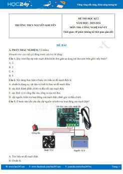 Đề thi HK2 môn Công nghệ 8 KNTT năm 2023-2024 có đáp án trường THCS Nguyễn Khuyến