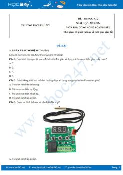 Đề thi HK2 môn Công nghệ 8 Cánh diều năm 2023-2024 có đáp án trường THCS Phú Mỹ