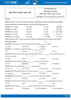 Đề thi HK2 môn Tiếng Anh 11 KNTT năm 2023-2024 có đáp án Trường THPT Sơn Mỹ
