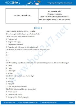 Bộ 3 đề thi HK2 môn Công nghệ 11 Cánh diều năm 2023-2024 có đáp án trường THPT Lê Lợi