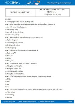 Đề thi HK2 môn Địa lí 9 năm 2023-2024 có đáp án trường THCS Trần Kiệt