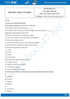 Đề thi HK2 môn Tiếng Anh 8 CTST năm 2023-2024 có đáp án Trường THCS Vân Đồn