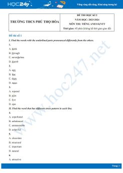 Bộ 3 đề thi HK2 môn Tiếng Anh 8 KNTT năm 2023-2024 có đáp án Trường THCS Phú Thọ Hòa