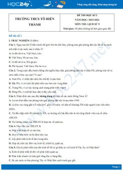 Bộ 3 đề thi HK2 môn Lịch sử 9 năm 2023-2024 có đáp án Trường THCS Tô Hiến Thành