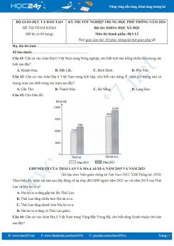 Đề thi minh họa tốt nghiệp THPT năm 2024 môn Địa lí Bộ GD&ĐT có đáp án