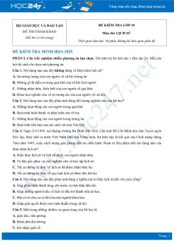 Đề kiểm tra minh họa năm 2025 môn Lịch sử 10 Bộ GD&ĐT có đáp án