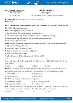 Đề kiểm tra minh họa năm 2025 môn Vật lí 10 Bộ GD&ĐT có đáp án