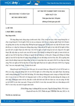 Đáp án chính thức môn Ngữ văn thi tốt nghiệp THPT năm 2024