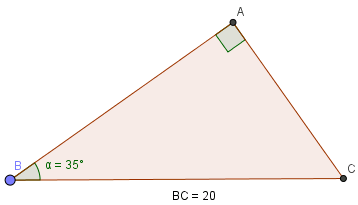tam giác ABC vuông có góc B 35 độ